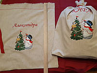 Мешок новогодний для подарка 70х50 см,именной. Подарок от Деда Мороза именной, цена за 1шт.Ручная работа