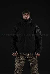 Тактична куртка Хантер Софтшелл чорна на сітці