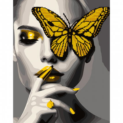 Картина за номерами з алмазною мозаїкою SANTI Дівчина із золотим метеликом 40*50 см
