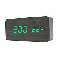 Годинник електронний настільний VST-862 з будильником, датою і термометром, у формі дерев'яного бруска