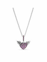 Кольє з серцем із паве та ангельськими крилами Pandora Pave Heart & Angel Wings 398505C02