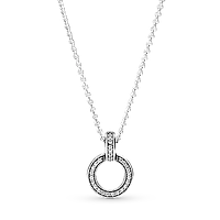 Серебряное колье Пандора "Двойное кольцо" 399487C01