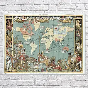 Плакат "Стародавня карта Землі, Earth Ancient Map", 43×60см