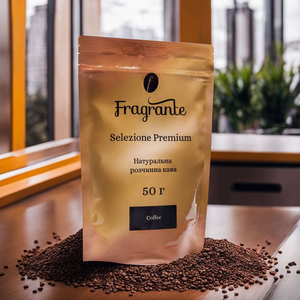 Кофе натуральный растворимый сублимированный в упаковке FRAGRANTE ТМ ...