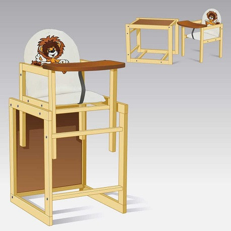 Стільчик для годування шкірозамінником білий левеня ТМ Мася