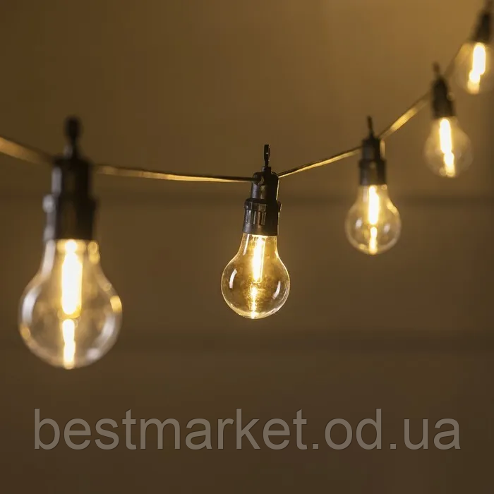 Гірлянда Вулична в Стилє Ретро на 20 Ламп Розжарювання 10 м Теплий Білий