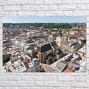 Плакат "Львів, вид на центр з висоти, Lviv", 38×60см
