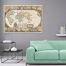 Плакат "Стародавня карта Землі, 1640р, Earth Ancient Map", 43×60см, фото 2