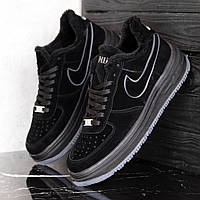 Мужские утепленные кроссовки на меху "Nike Air Force" Black