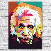 Картина на холсте "Альберт Эйнштейн, поп-арт, Albert Einstein", 60×43см