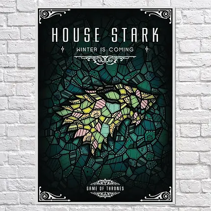 Плакат "Дім Старків, мозаїка, GoT, Game of Thrones", 60×43см, фото 2