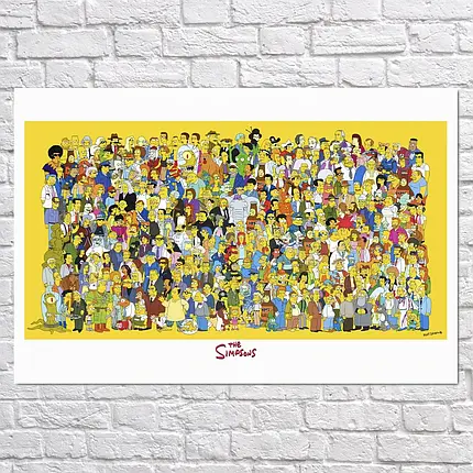 Плакат "Сімпсони, всі персонажі мультфільму, Simpsons", 40×60см, фото 2