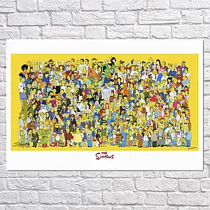 Плакат "Сімпсони, всі персонажі мультфільму, Simpsons", 40×60см