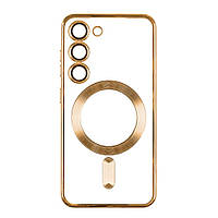 Чехол TPU Metallic Full Camera with Magsafe для Samsung Galaxy S22 Ultra Цвет Gold