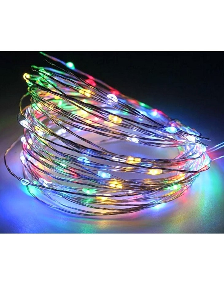 Світлодіодна гірлянда нитка Led "Краплі роси" на 100 світлодіодів 10 м статичний режим на батарейках + USB підключення Мультиколір, фото 1