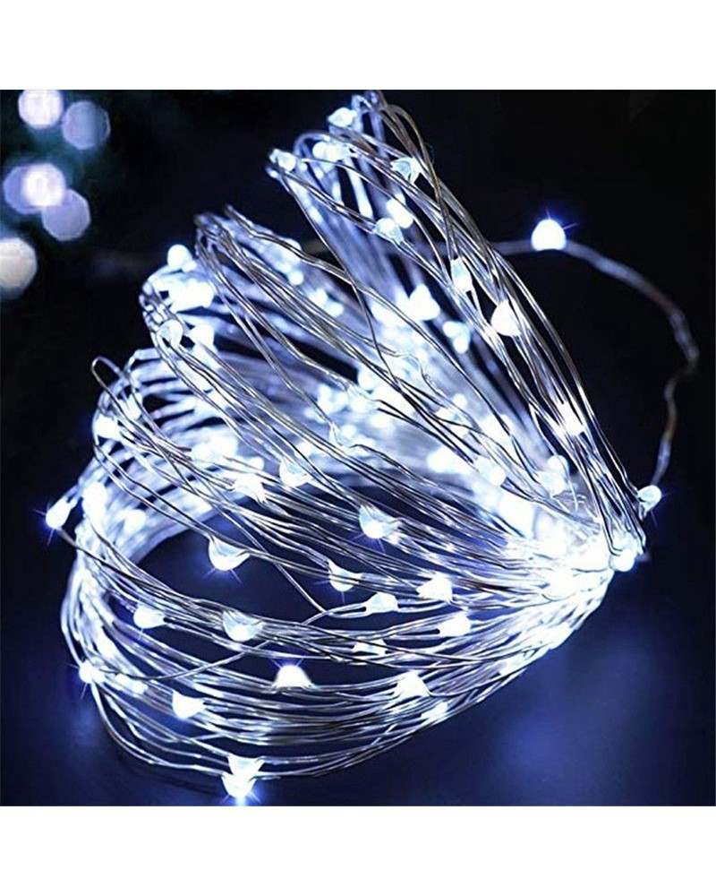 Світлодіодна гірлянда нитка Led "Краплі роси" на 100 світлодіодів 10 м статичний режим на батарейках + USB підключення Білий, фото 1