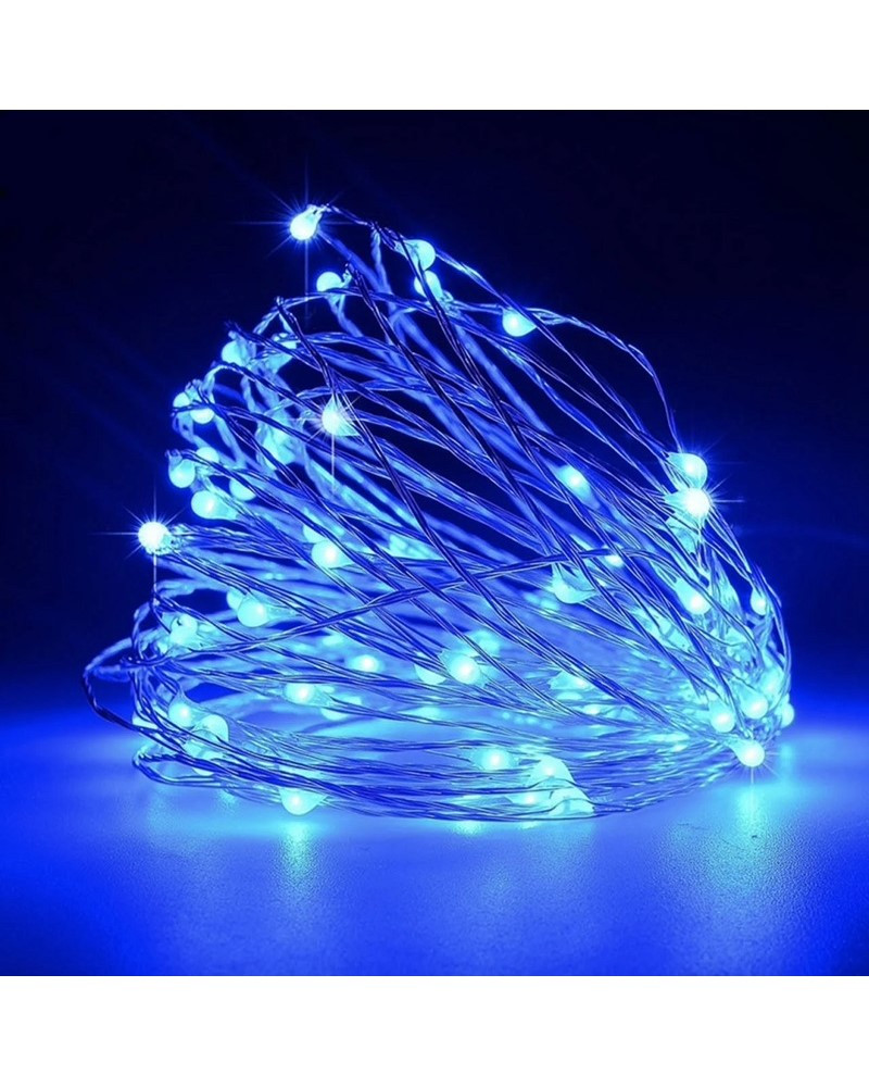 Світлодіодна гірлянда нитка Led Краплі роси на 100 світлодіодів 10 м статичний режим на батарейках + USB підключення Синій, фото 1