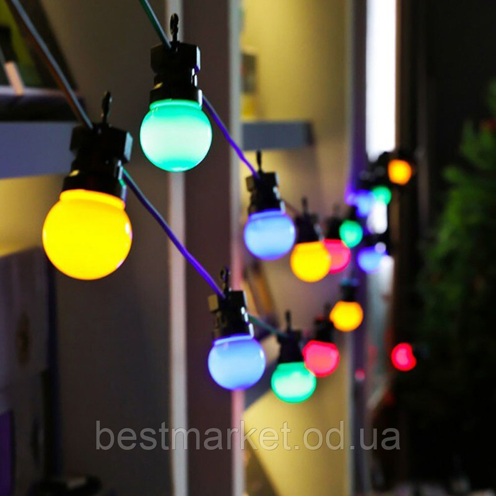 Гірлянда Вулична в Стилє Ретро на 10Led Кольорових Ламп 5 м