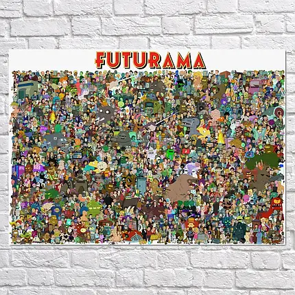 Плакат "Футурама, головні персонажі, Futurama", 43×60см, фото 2