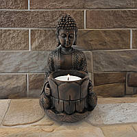 Підсвічник Будда (з квіткою) 15*10*10 см Гранд Презент ПП702с коричневий
