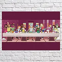 Плакат "Рик и Морти, Тайная Вечеря, Rick and Morty, The Last Supper", 40×60см