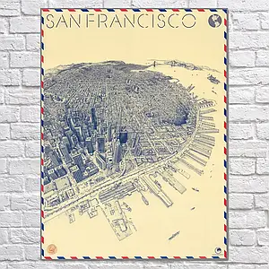 Плакат "Сан-Франциско, США, San Francisco, USA", 60×43см