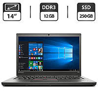 Ноутбук Б-класс Lenovo ThinkPad T450s/ 14" 1600x900/ i7-5600U/ 12GB RAM/ 250GB SSD/ HD 5500/ Две АКБ