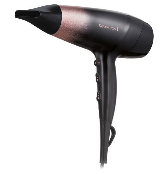 Фен Remington, 2200Вт, 3 режими, дифузор, іоніз-я, хол. обдув, чорно-рожевий
