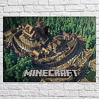 Плакат "Майнкрафт, город с замком, Minecraft", 43×60см