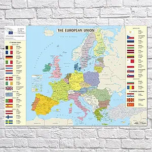 Плакат "Карта країн-членів ЕС та кандидатів, European Union", 42×60см