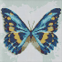 Алмазная мозаика без подрамника Голубая бабочка с голографстразами 20х20 см