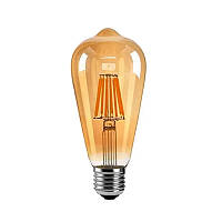 LED лампа ST64 E27 6W 2200К короткі нитки бронзова скляна колба