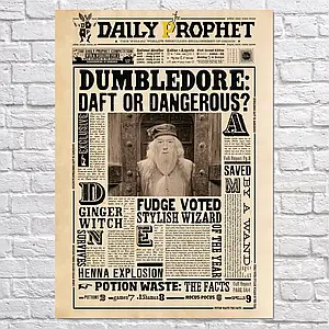 Плакат "Гаррі Поттер, газета Daily Prophet, Дамблдор в Азкабані, Harry Potter", 60×43см