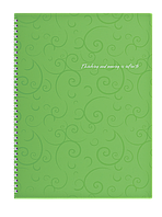 Зошит на пруж. Barocco А4, 80 арк, кл., салатовий, пласт.обкл.BM.2446-615