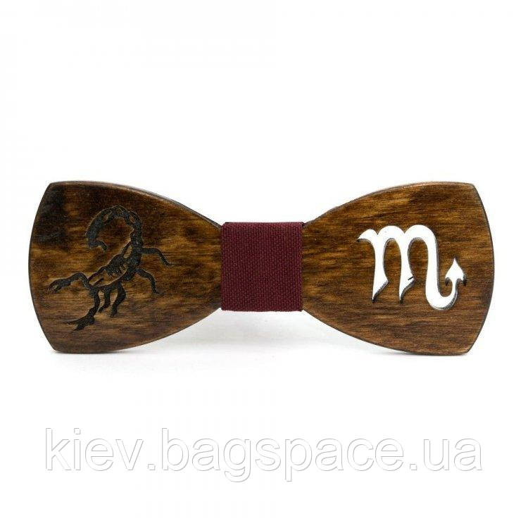 Дерев'яна Краватка Метелик Gofin Знак Зодіака Скорпіон Gbdh-8291 KB, код: 2341369
