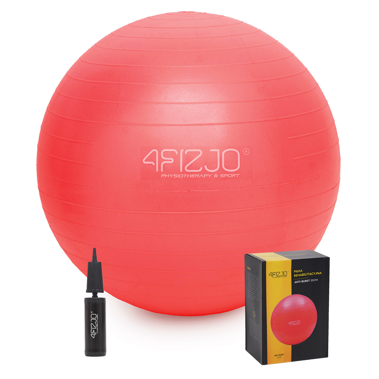 М'яч для фітнесу (фітбол) 55 см 4FIZJO Anti-Burst 4FJ0031 червоний. Гімнастичний м'яч, куля для фітнесу