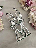Весільні келихи ручної роботи з ліпленням та розписом зелений
