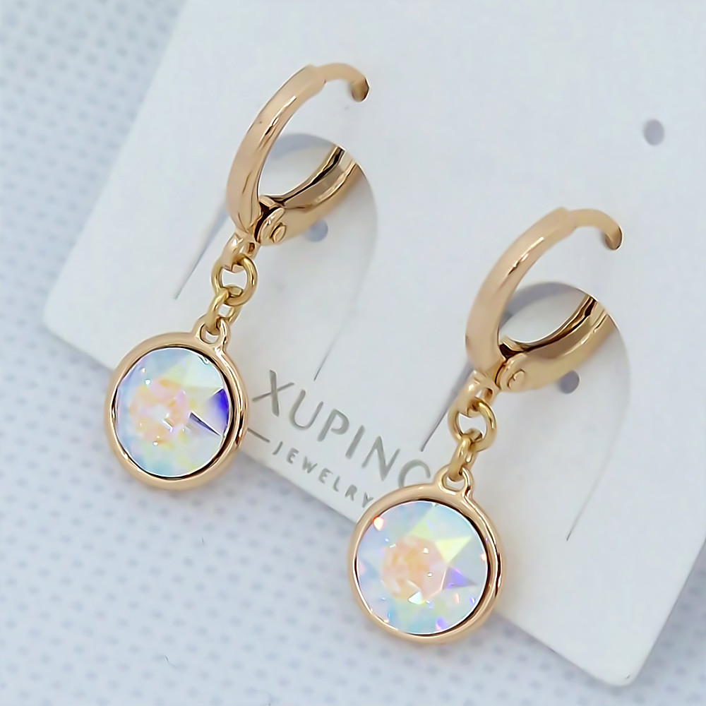 Сережки ХР. Позолота 18К. Камені: Swarovski бензинового кольору. Довжина: 24 мм, ширина: 9 мм