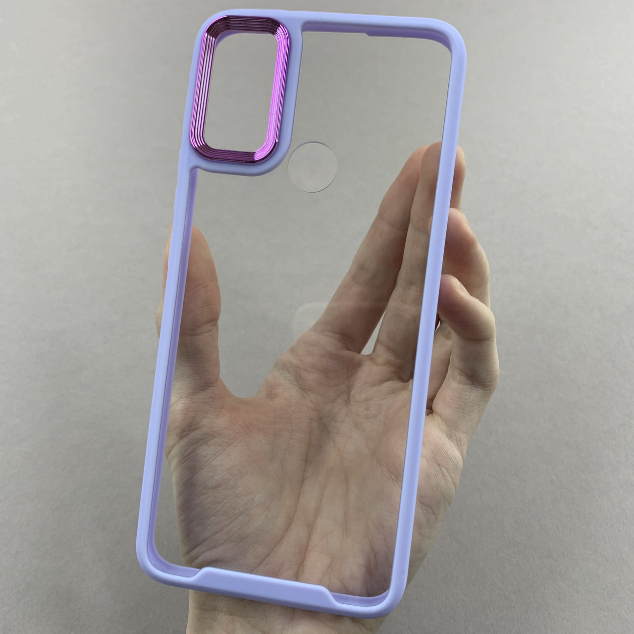 Чохол для Motorola E40 прозорий з бортиком для камери чохол на телефон моторола е40 бузковий k6h