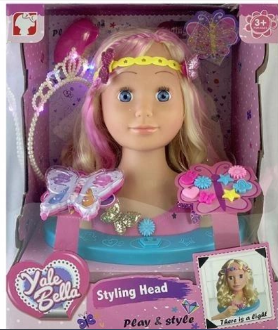 Іграшка манекен для зачісок і макіяжу "Голова Yale Bella" YL 888D для дівчаток від 3 років