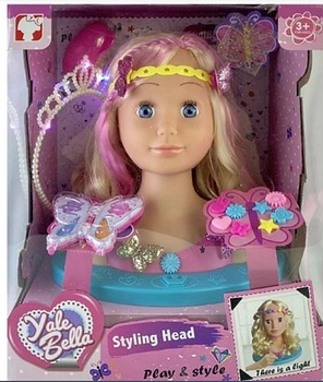 Іграшка манекен для зачісок і макіяжу "Голова Yale Bella" YL 888D для дівчаток від 3 років, фото 2