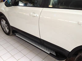Бокові пороги Allmond Grey (2 шт., алюм.) для Nissan Qashqai 2007-2010 рр
