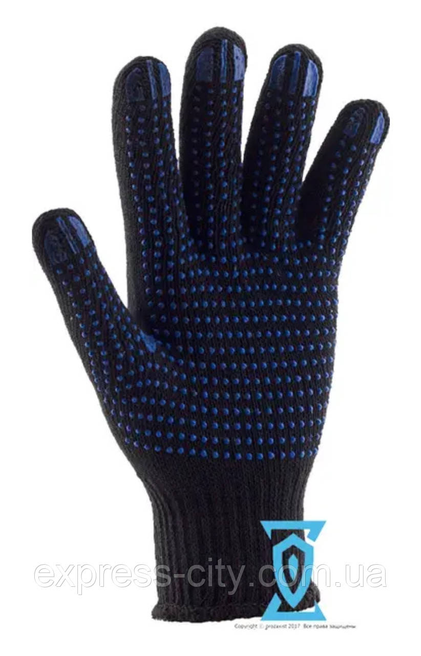 Рукавички робочі х/б чорна з пвх-покриттям (Україна), фото 1