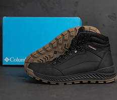 Високі класичні шкіряні чоловічі черевики на овчині зі шнурівкою