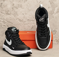 Чорно-білі кросівки шкіряні зимові