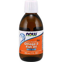 Омега 3 NOW Foods OMEGA-3 FISH OIL, 7 OZ 200 ml Lemon TO, код: 7715574