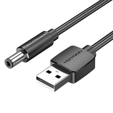 Кабель USB-DC5.5mm Vention PVC 5V 3A 1m Black (CEYBF), фото 1