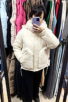 Куртка женская зимняя зефирка с мехом Тедди белая