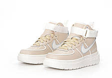 Жіночі зимові кросівки Nike Air Force 1 Luxe GORE-TEX Beige Найк Гор-Текс високі бежеві шкіра хутро осінь єврозима, фото 4