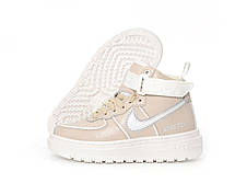 Жіночі зимові кросівки Nike Air Force 1 Luxe GORE-TEX Beige Найк Гор-Текс високі бежеві шкіра хутро осінь єврозима, фото 5